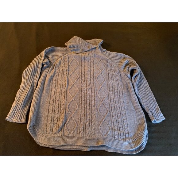 Cozy Croft & Barrow Size 1X Knit Sweater with Button Collar Cable Pattern Blue - Picture 7 of 12